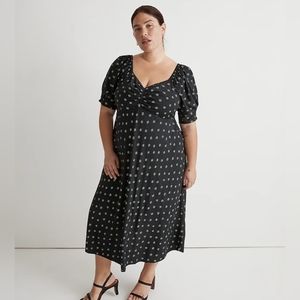 Madewell plus sweetheart puff sleeve midi dress